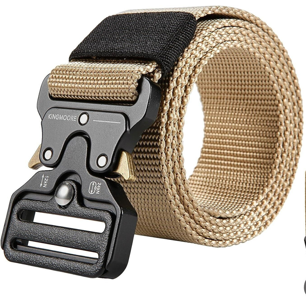 KingMoore Men's Tactical Belt Heavy Duty Webbing Adjustable Military 47"-51"